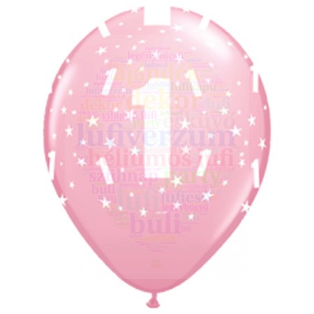 28 cm-es 1-es számmal printelt pink Születésnapi számos Léggömb Darabra