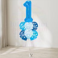   1 számos, boldog születésnapot pöttyös  kék héliumos luficsokor