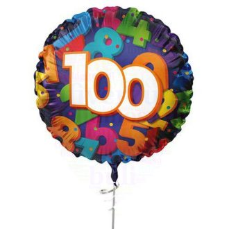   100-as színes számos mintás - Szülinapi fólia lufi - 45 cm