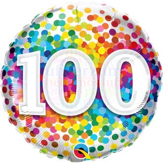 100 Szivárvány Konfettis Szülinapi Fólia Lufi
