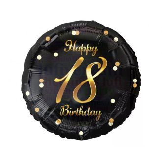 18-as arany-fekete elegáns szülinapi lufi - 45 cm