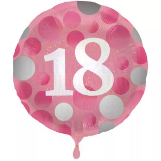 18-as konfettis szülinapi fólia lufi - 45 cm