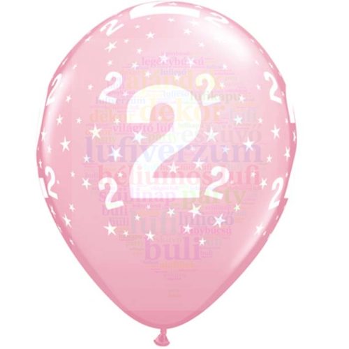 28 cm-es 2-es számmal printelt pink Születésnapi számos Léggömb Darabra