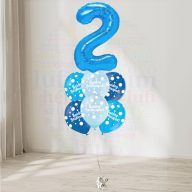   2 számos, boldog születésnapot pöttyös kék héliumos luficsokor