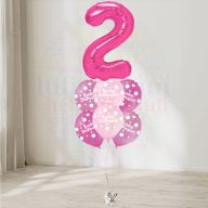   2 számos, boldog születésnapot pöttyös pink héliumos luficsokor