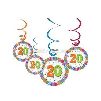 20-as Szülinapi Radiant Parti Függő Dekoráció - 6 db-os