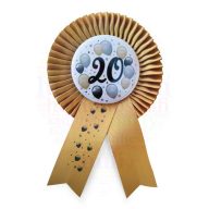 20. Szülinapi elegáns arany szalagos kitűző