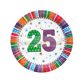 25-ös Szülinapi Radiant Parti Tányér, 23 cm-es, 6 db-os