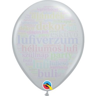 28 cm-es Szürke latex Qualatex party Lufi Darabra