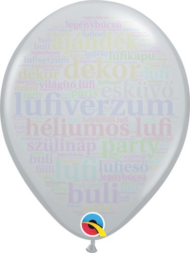 28 cm-es Szürke latex Qualatex party Lufi Darabra