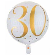   30-as fehér-arany számos mintás - Szülinapi fólia lufi - 45 cm