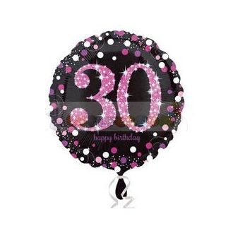   30-as Happy Birthday Pink Celebration Prismatic Szülinapi Fólia Lufi