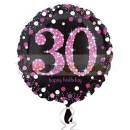 30-as Happy Birthday Pink Celebration Prismatic Szülinapi Fólia Lufi