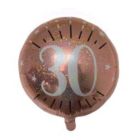   30-as rózsaarany számos mintás - Szülinapi fólia lufi - 45 cm
