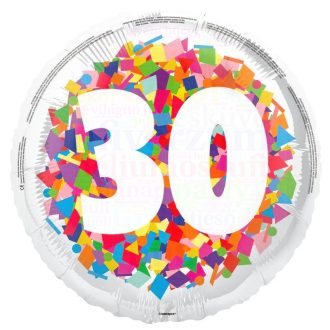   30-as számos konfetti mintás - Szülinapi fólia lufi - 45 cm