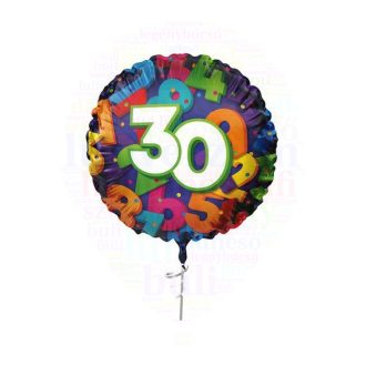   30-as Színes számos mintás - Szülinapi sólia lufi - 45 cm