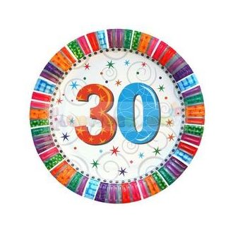 30-as Szülinapi Radiant Parti Tányér, 23 cm-es, 6 db-os