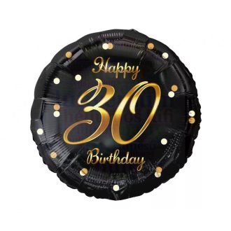 30-as arany-fekete elegáns szülinapi lufi - 45 cm