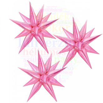 3D csillag lufi pink - 65 cm