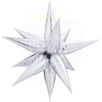 3d ezüst csillag lufi dekoráció - 65 cm
