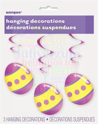 Húsvéti tojás függő dekoráció 3 db-os