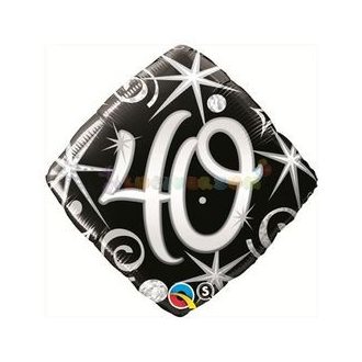   40-es Elegant Sparkles and Swirls Szülinapi Számos Fólia Lufi