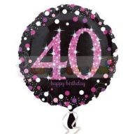   40-es Happy Birthday Pink Celebration Prismatic Szülinapi Fólia Lufi