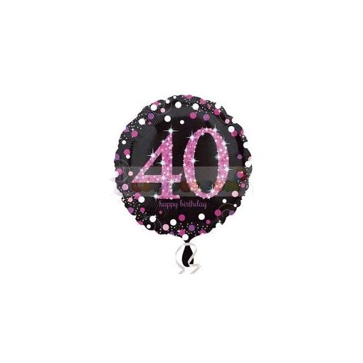 40-es Happy Birthday Pink Celebration Prismatic Szülinapi Fólia Lufi