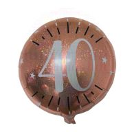   40-es rózsaarany számos mintás - Szülinapi fólia lufi - 45 cm