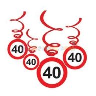  40-es Sebességkorlátozó Szülinapi Függődekoráció - 6 db-os