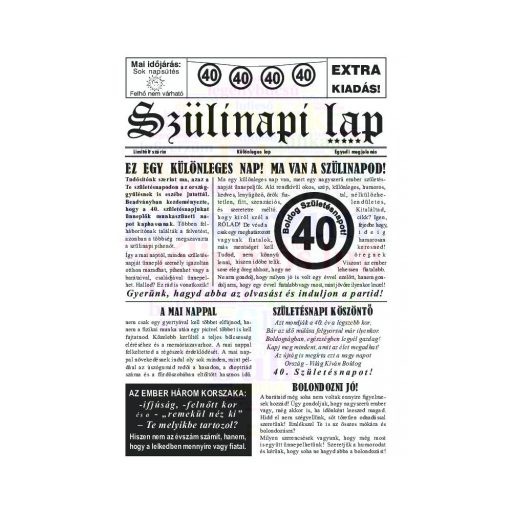 40-Es Számos Születésnapi Újság