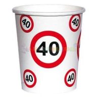   40-es Számos Sebességkorlátozó Szülinapi Papír Parti Pohár - 250 ml, 6 db-os