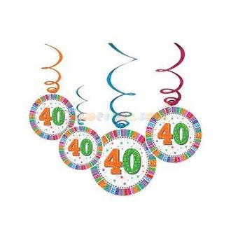 40-es Szülinapi Radiant Parti Függő Dekoráció - 6 db-os