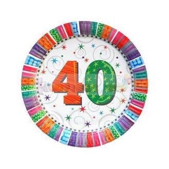 40-es Szülinapi Radiant Parti Tányér, 23 cm-es, 6 db-os
