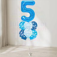   5 számos, boldog születésnapot pöttyös kék héliumos luficsokor