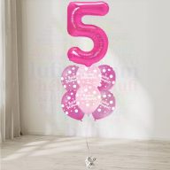   5 számos, boldog születésnapot pöttyös pink héliumos luficsokor