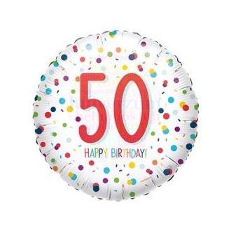 50-es Konfetti Mintás - Szülinapi Fólia Lufi