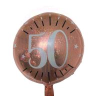   50-es rózsaarany számos mintás - Szülinapi fólia lufi - 45 cm