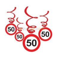   50-es Sebességkorlátozó Szülinapi Függődekoráció - 6 db-os