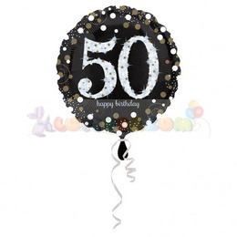 50-es Happy Birthday Sparkling Születésnapi Fólia Lufi