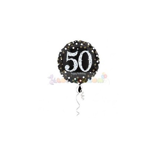 50-es Happy Birthday Sparkling Születésnapi Fólia Lufi