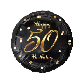 50-es arany-fekete elegáns szülinapi lufi - 45 cm