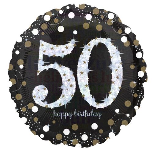 50-es Happy Birthday Sparkling Születésnapi Fólia Lufi