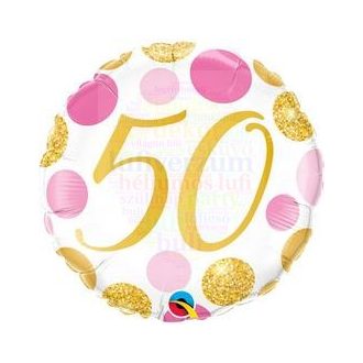 50 Számos Arany és Pink Szülinapi Számos Fólia Lufi