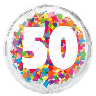   50-es számos konfetti mintás - Szülinapi fólia lufi - 45 cm