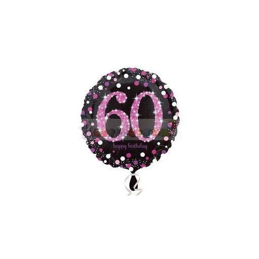 60-as Happy Birthday Pink Celebration Prismatic Szülinapi Fólia Lufi