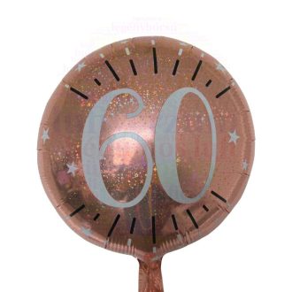   60-es rózsaarany számos mintás - Szülinapi fólia lufi - 45 cm