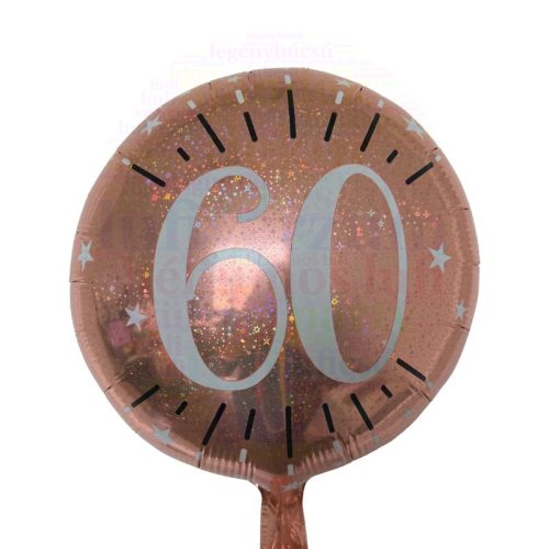 60-es rózsaarany számos mintás - Szülinapi fólia lufi - 45 cm