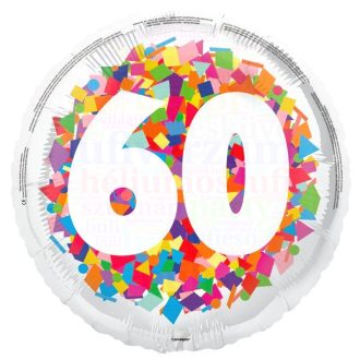   60-as számos konfetti mintás - Szülinapi fólia lufi - 45 cm