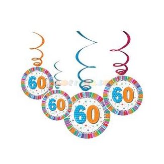 60-es Szülinapi Radiant Parti Függő Dekoráció - 6 db-os